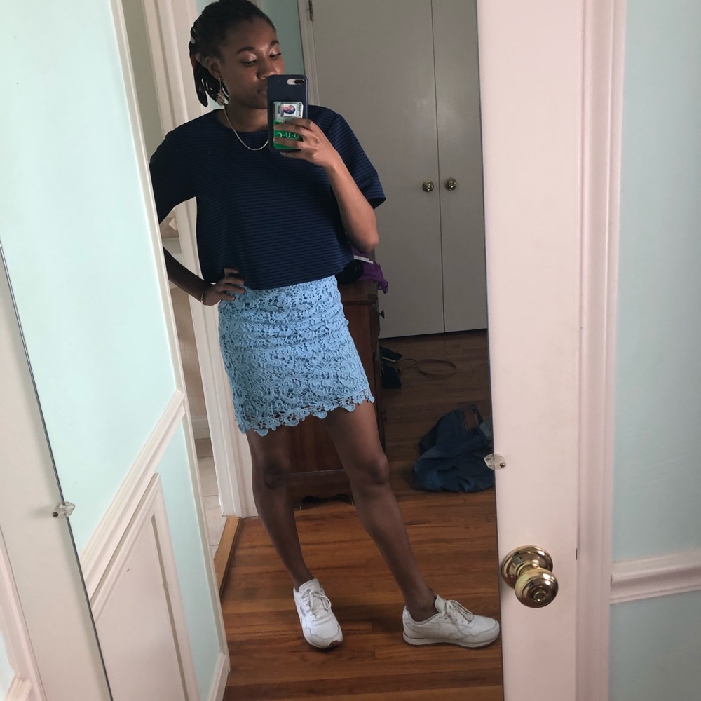 Forever 21 Blue Lace Bodycon Skirt